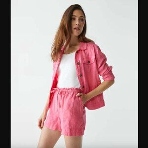 Michael Stars Paulette Flamingo Pink Linen Shorts S